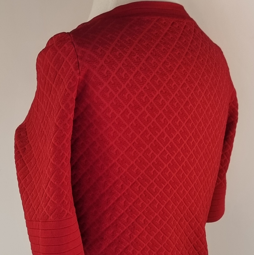 Carolina Herrera Chic Red Textured Knit Top Sz S - Picture 2 of 12